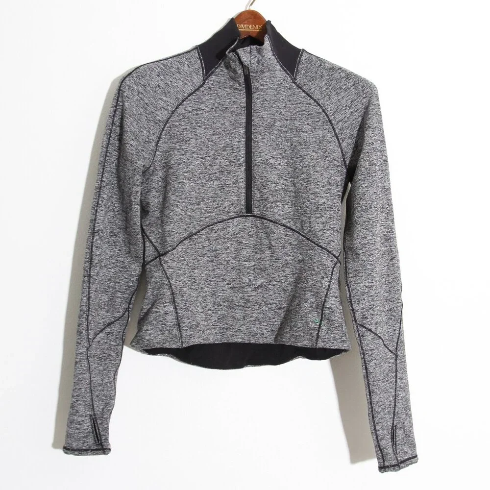 Lululemon Always Alert 1/2 Zip Pullover Heathered Black Gray Rulu Fleece Size 6